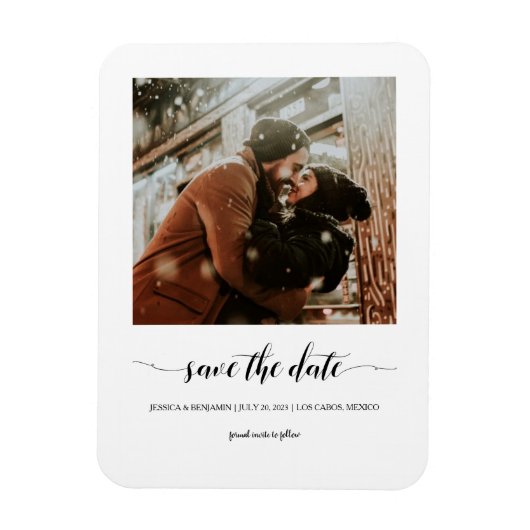 Minimalistisches Skript-Foto Save the Date Magnet (Vertikal)