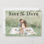 Minimalistisches Skript-Foto | Schwarz Save The Date (Vorderseite)