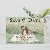 Minimalistisches Skript-Foto | Schwarz Save The Date (Stehend Vorderseite)
