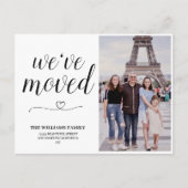 Minimalistisches Skript-Foto Wir haben neue Adress Postkarte (Vorderseite)