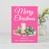 Minimalistisches Skript Frohe Weihnachten Heiße Ro (Stehend Vorderseite)