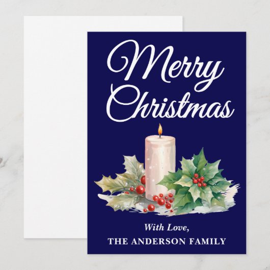 Minimalistisches Skript Frohe Weihnachten Navy Blu (Vorne/Hinten)