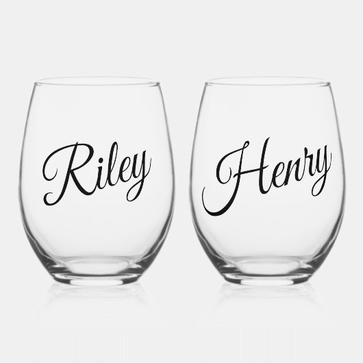 Minimalistisches Skript für benutzerdefinierte Cou Weinglas Ohne Stiel (Vorderseite)