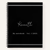 Minimalistisches Skript für schwarzen Silbernamen Notizblock (Vorderseite)