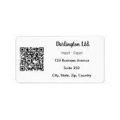 Minimalistisches Skript Geschäft QR-Code Weiße Adr Adressaufkleber (Vorne)