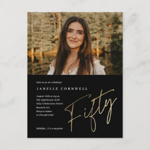 Minimalistisches Skript Gold 50. Foto-Geburtstag Postkarte