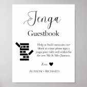 Minimalistisches Skript Hochzeit Jenga Gästebuch (Vorne)