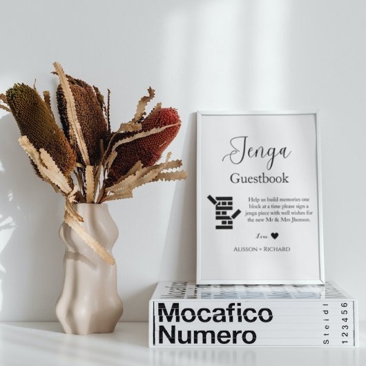 Minimalistisches Skript Hochzeit Jenga Gästebuch