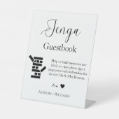 Minimalistisches Skript Hochzeit Jenga Gästebuch Sockelschild (Vorderseite)