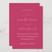 Minimalistisches Skript in Pink | Moderne Hochzeit Einladung (Vorne/Hinten)