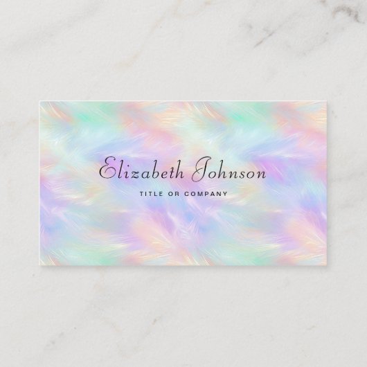 Minimalistisches Skript Iridescent Opal Stilistisc Visitenkarte (Rückseite)