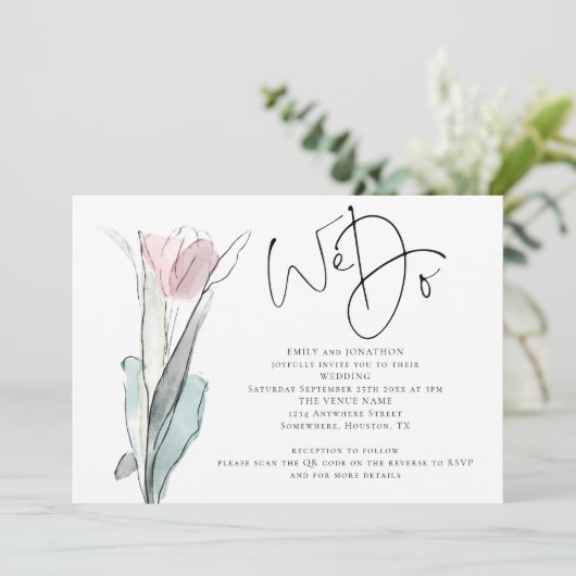 Minimalistisches Skript machen wir Foto QR Code We Einladung (Stehend Vorderseite)