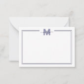 Minimalistisches Skript Marineblau Doppelrand Mono Mitteilungskarte (Vorderseite)