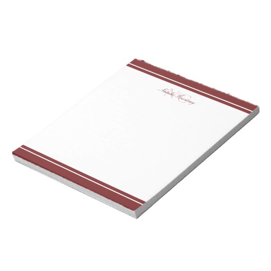 Minimalistisches Skript-Maroon-Zwei-Grenzen-Monogr Notizblock (Rotiert)