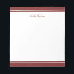Minimalistisches Skript-Maroon-Zwei-Grenzen-Monogr Notizblock<br><div class="desc">Notieren Sie sich Ihre Nachricht oder Notizen auf diesem eleganten,  minimalistisch aussehenden Maronnotepad mit einem Serif-Schriftart-Monogramm und einer Schriftzeichen mit dicken und dünnen Rändern. Personalisieren Sie es mit Ihren Initialen.</div>
