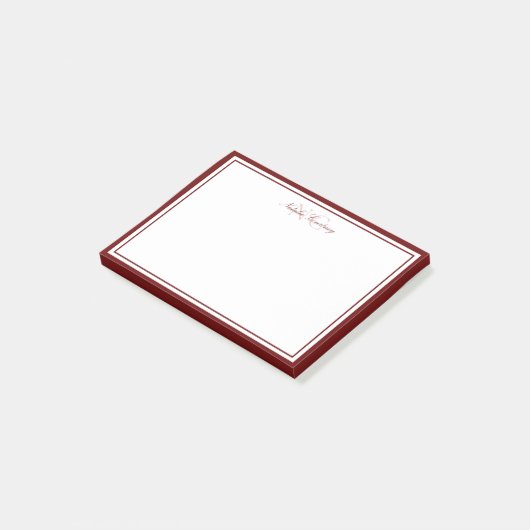 Minimalistisches Skript-Maroon-Zwei-Grenzen-Monogr Post-it Klebezettel (angewinkelt)