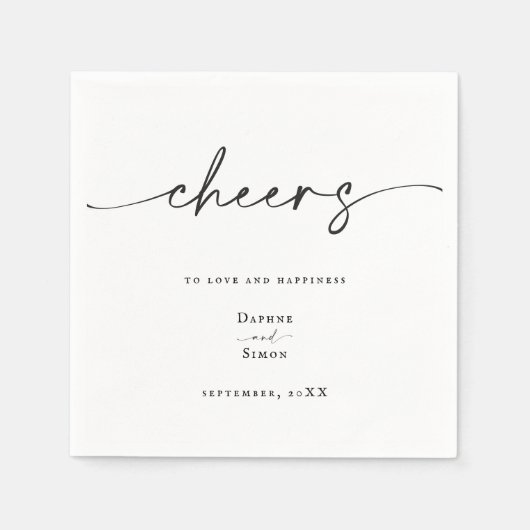 Minimalistisches Skript Modern Black & White Serviette (Vorderseite)