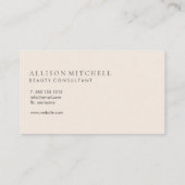 Minimalistisches Skript Moderne Beige Visitenkarte (Rückseite)