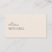 Minimalistisches Skript Moderne Beige Visitenkarte (Vorderseite)