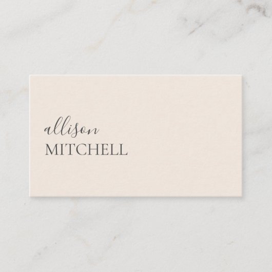 Minimalistisches Skript Moderne Beige Visitenkarte (Vorderseite)