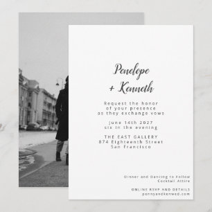 Minimalistisches Skript Modernes Foto Hochzeit Wei Einladung
