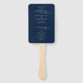 Minimalistisches Skript Navy Blaues Hochzeitsprogr Fächer (Vorderseite)