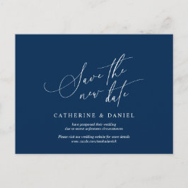 Minimalistisches Skript, Navy Blue, Hochzeit versc Postkarte
