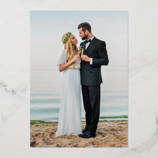 Minimalistisches Skript Nichts Extravaganter Elopt Folieneinladung (Rückseite)