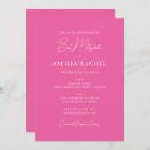 Minimalistisches Skript Niedlich Hot Pink Moderner Einladung (Vorne/Hinten)