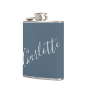 Minimalistisches Skript Personalisiert Name Dark B Flachmann (Links)