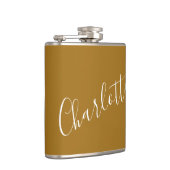 Minimalistisches Skript Personalisiert Name Ochre  Flachmann (Rechts)