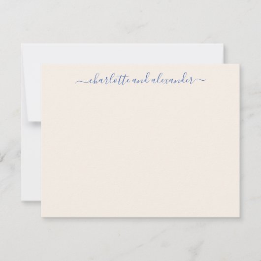 Minimalistisches Skript Personalisierte Paare Ecru Mitteilungskarte (Vorderseite)