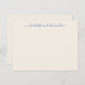 Minimalistisches Skript Personalisierte Paare Ecru Mitteilungskarte (Vorne/Hinten)