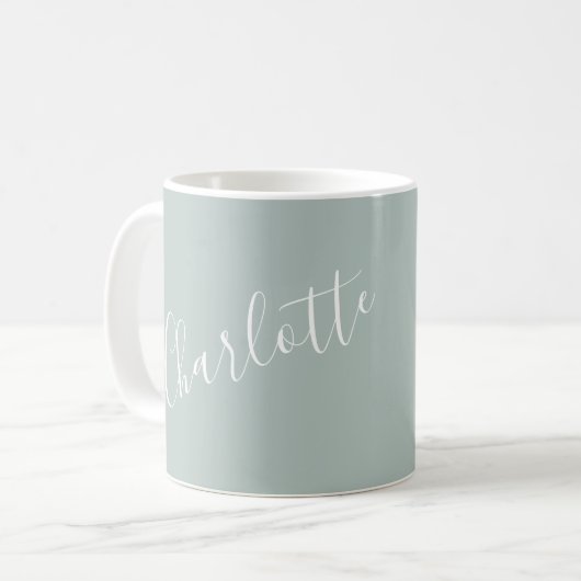 Minimalistisches Skript Personalisierter Name Dust Kaffeetasse (Vorderseite Links)