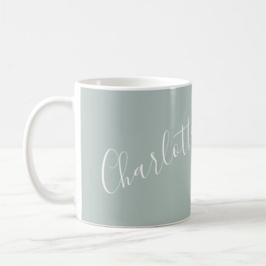 Minimalistisches Skript Personalisierter Name Dust Kaffeetasse (Links)