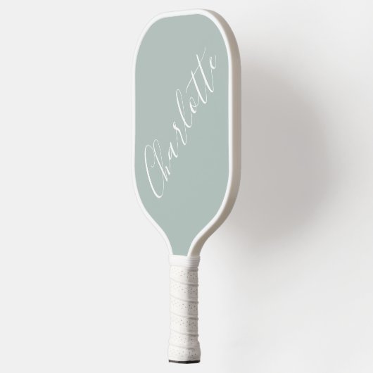 Minimalistisches Skript Personalisierter Name Dust Pickleball Schläger (Links)