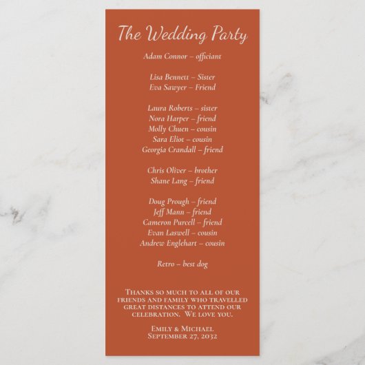 Minimalistisches Skript-Pumpkin-Gewürzprogramm Programm (Rückseite)