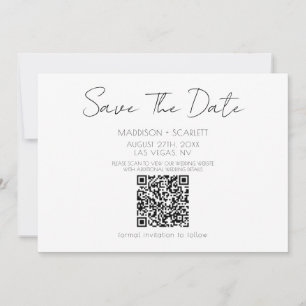 Minimalistisches Skript-QR-Code-Datum speichern Einladung