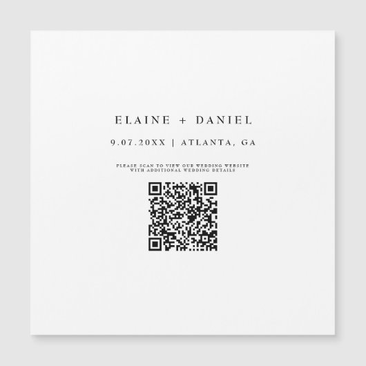 Minimalistisches Skript-QR-Code-Save-The-Date-Magn Magnetkarte (Vorderseite)