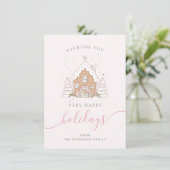 Minimalistisches Skript Rosa Haus Weihnachten Flac (Stehend Vorderseite)
