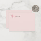 Minimalistisches Skript Rosé Modern Chic Benutzerd Mitteilungskarte (Vorderseite/Rückseite Beispiel)