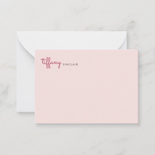 Minimalistisches Skript Rosé Modern Chic Benutzerd Mitteilungskarte (Vorderseite)