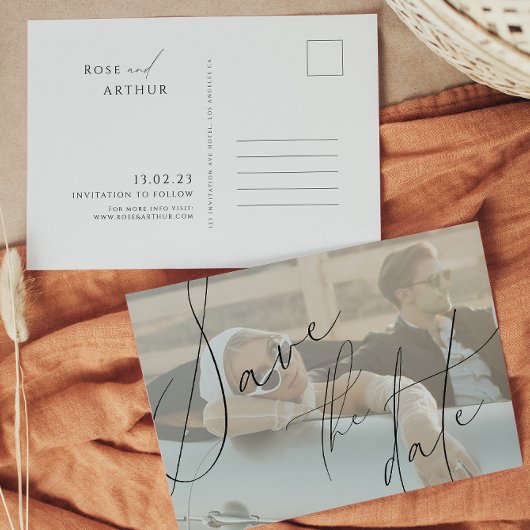 Minimalistisches Skript Save the Date Einladung Po