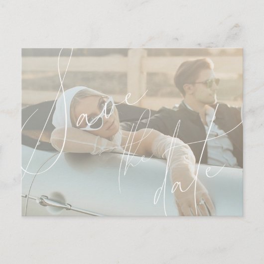 Minimalistisches Skript Save the Date Einladung Po (Vorderseite)