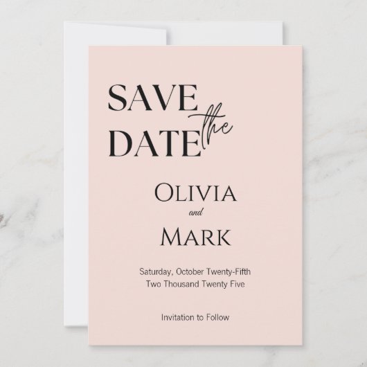 Minimalistisches Skript Save the Date | Elegant Bl (Vorderseite)