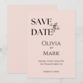 Minimalistisches Skript Save the Date | Elegant Bl (Vorne/Hinten)