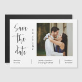 Minimalistisches Skript-Save the Date Foto-Magnet Magneteinladung (Vorne/Hinten)