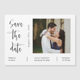 Minimalistisches Skript-Save the Date Foto-Magnet Magneteinladung
