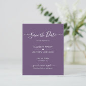 Minimalistisches Skript Save the Date Lila (Stehend Vorderseite)