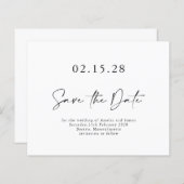 Minimalistisches Skript Save the Date Schwarz-weiß (Vorne/Hinten)